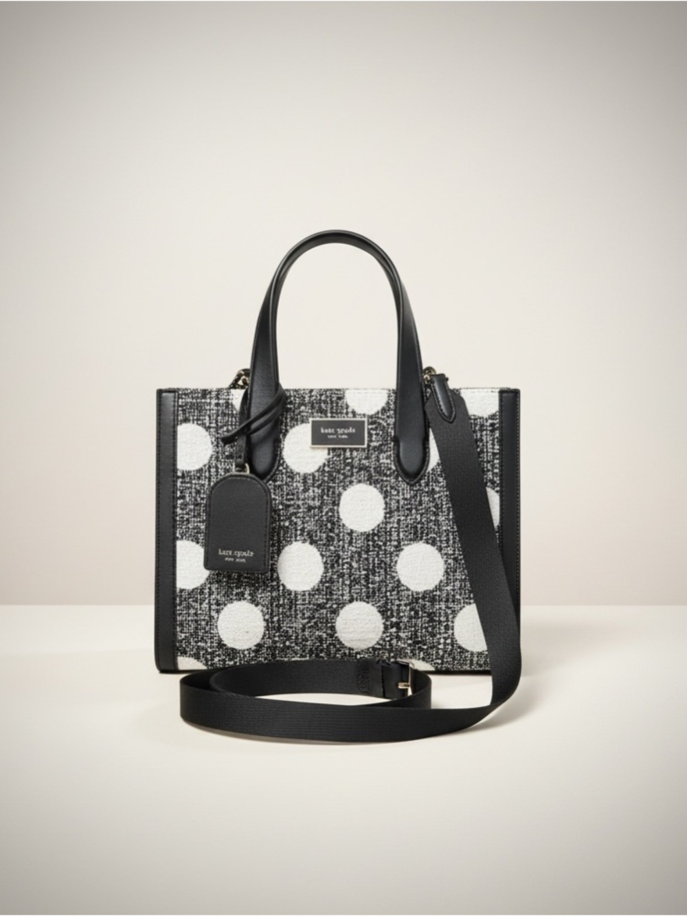 NWT Kate Spade Sam Tweed Polka Dot Satchel Crossbody Bag - Picture 3 of 15